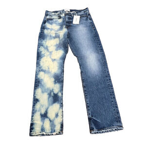NWT Frame Womens Le Beau‎ Crop Blue Sunbleach Spotted Straight Leg Jeans Size 27